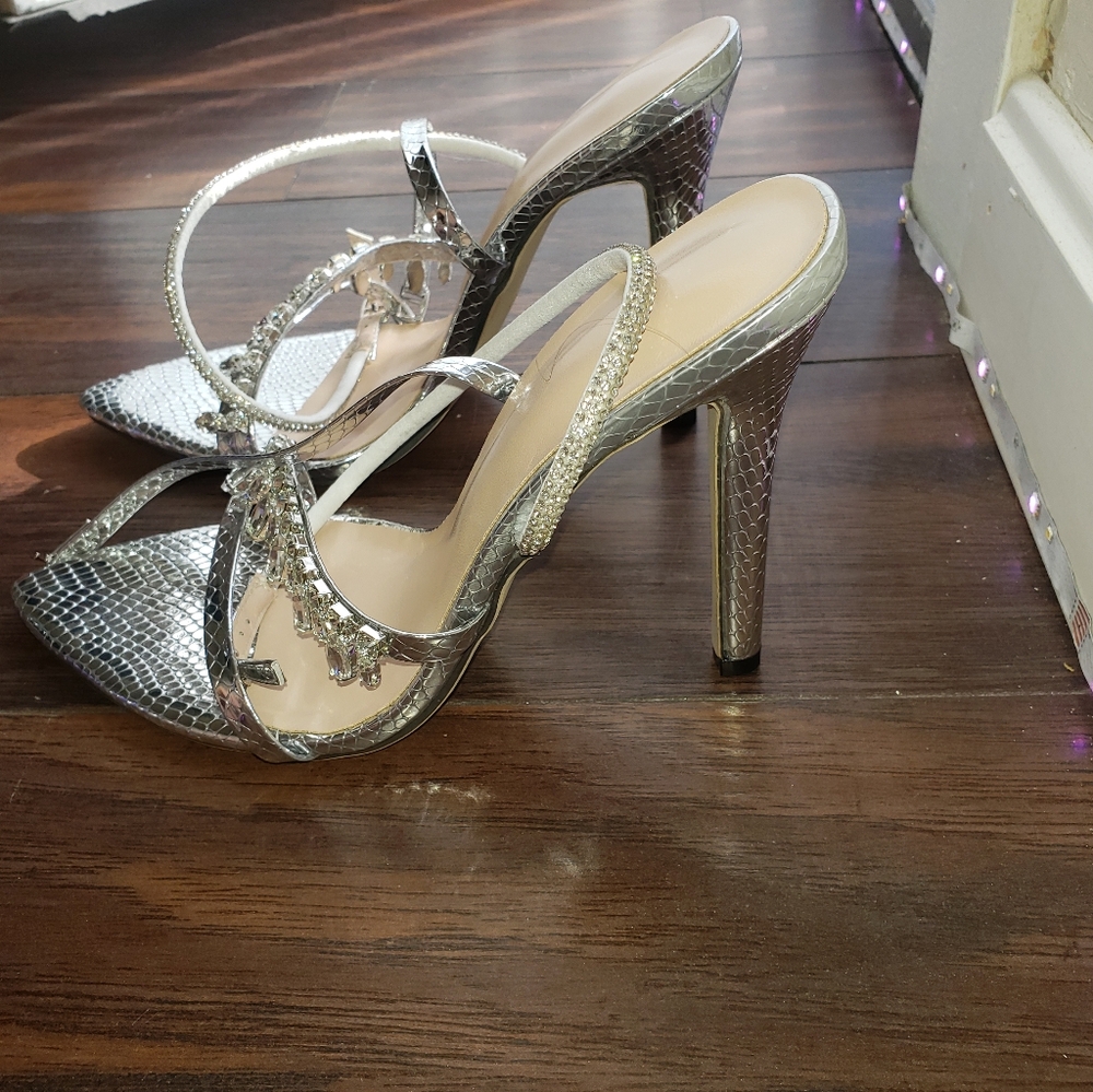 Elegant Silver Stiletto Heels
